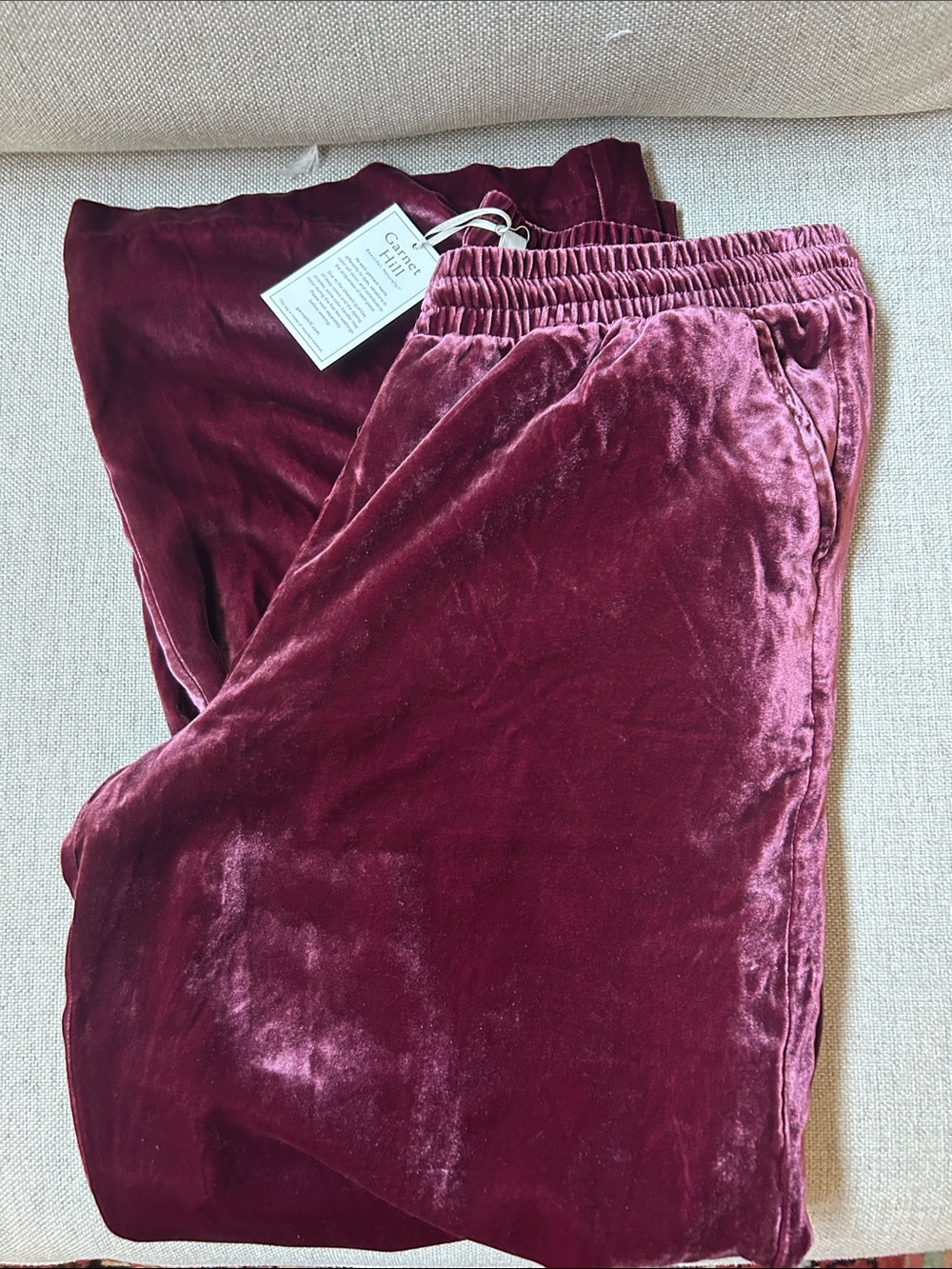 Garnet Hill Velvet Jogger Pants - Burgundy Wine